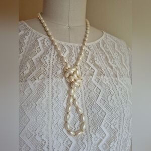 Vintage Cream Pearl and Goldtone Beaded Necklace